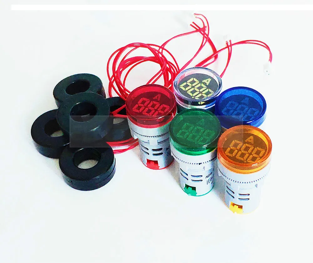 Current Meter 22mm LED Digital Display Gauge Indicator Signal Lamp round screen ammeter Lights Tester Combo measuring Meter