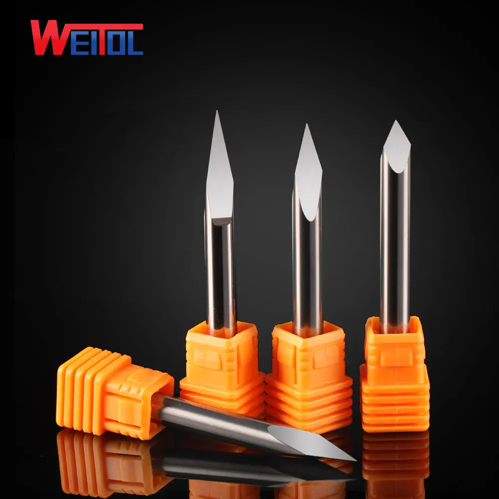 Weitol free shipping Metal engraving tool 5A 6 mm  Carbide Carving Cutters CNC Router Tools Precise Flat Bottom Engraving Bits