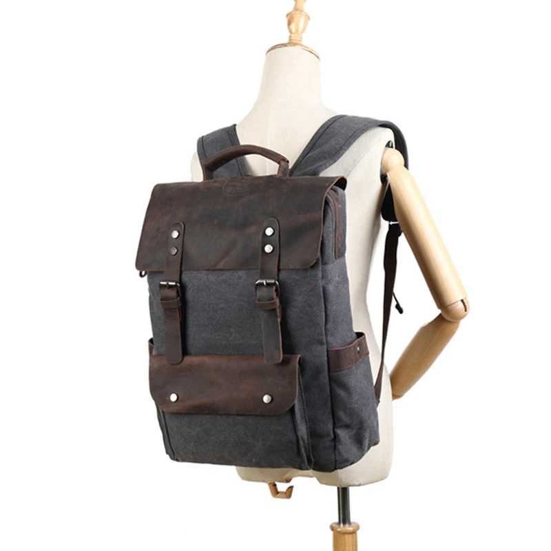 New Hot Europe Canvas Leather Backpacks Men Women 14\