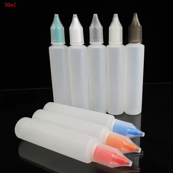 10 adet Plastik Şişe 60 ML unicorn Damlalık Boş Şişe, Kalem şekli Şişe için Ucu ile Motor Yağı, E Sıvı ambalaj, renkli kapak