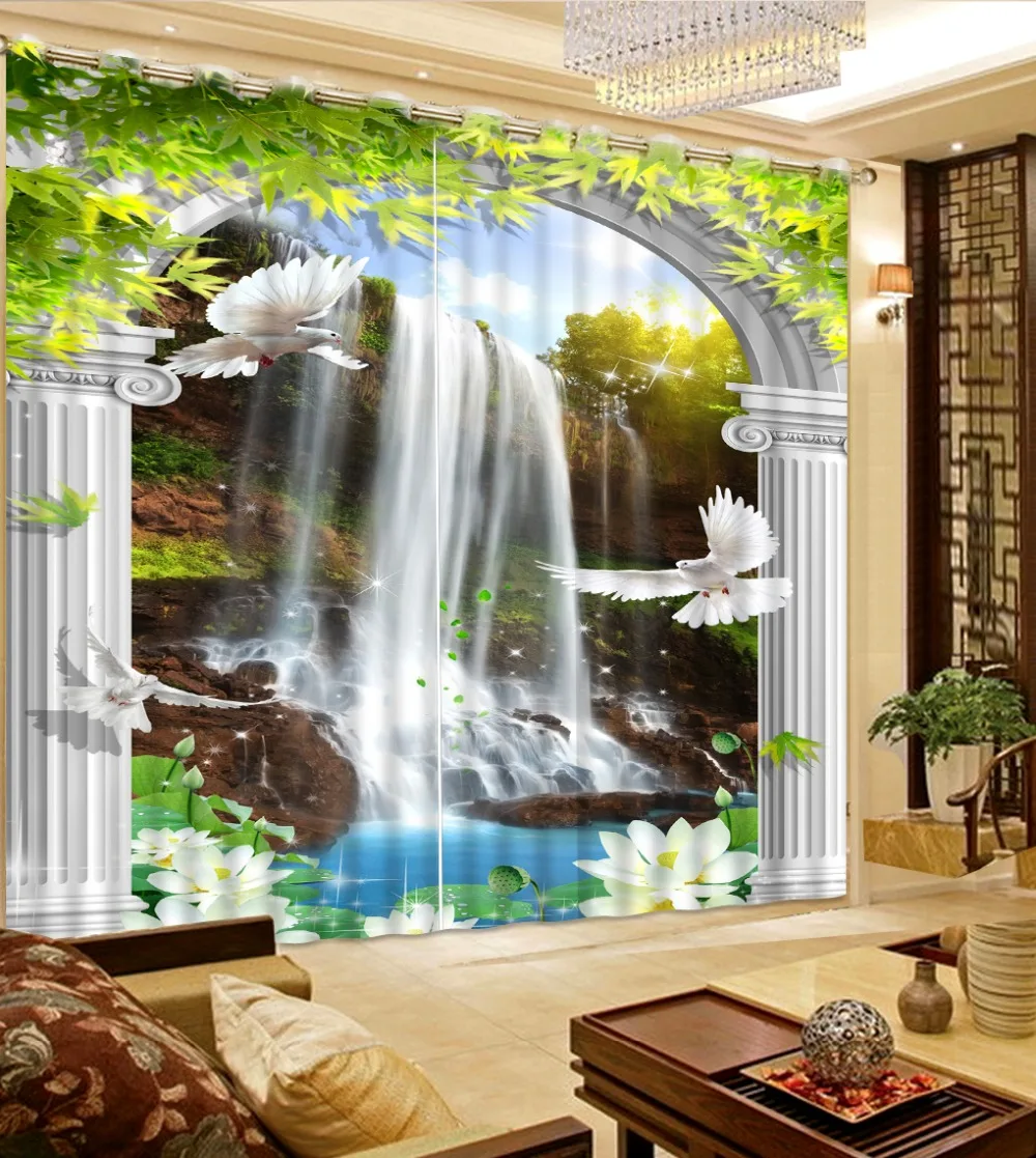 

Window Blackout Luxury 3D Curtains room Living room Office Hotel Home Wall Decorative Roman column waterfall 3D Curtain