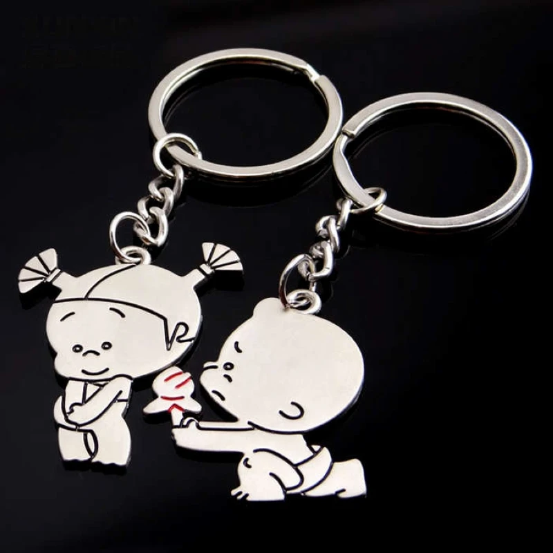 Anime Couple Keychain For Women Cartoon Key Chain On Bag Car Trinket Lovers Jewelry Wedding Valentines Gift