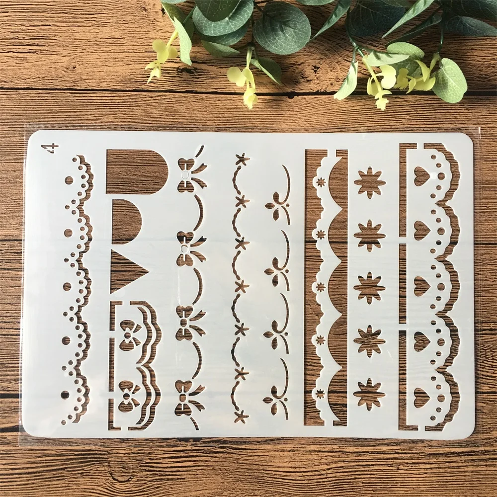 26cm koronkowa linia kwiatowa krawędź DIY Craft nakładanie warstw szablony malowanie Scrapbooking tłoczenie tłoczenie papier do albumu szablon kartki