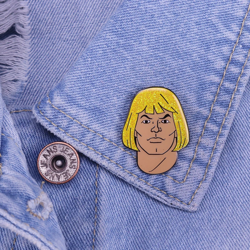 Masters of the universe He-man badge fabulous secret power glitter pin retro 80s cartoon brooch