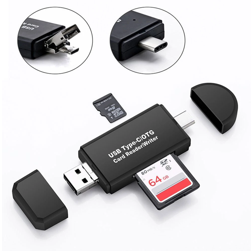 USB 3.0 Card Reader 3-in-1 Multifunctional Type-C USB 3.0 Micro-USB TF SD OTG Memory Card Reader