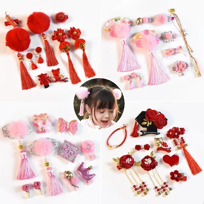 Doll accessories derivative product Children's Headwear Classical Chinese headdress with tassel Celebrate Hair Ball Baby Gift