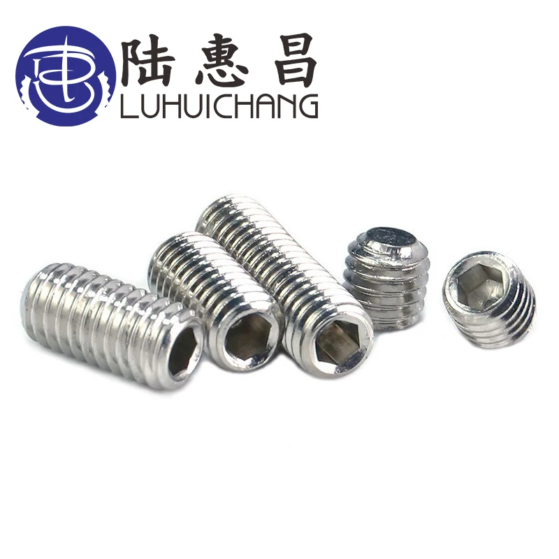 luchang 20Pcs free shipping M3 304 Stainless Steel Metric Thread Grub Screws Flat Point Hexagon Socket Set Screws Headless