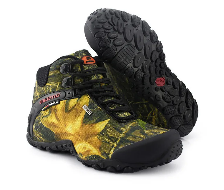 Men  camouflage waterproof canvas hiking boot male Anti-skid Wear resistant fishing zapato climbing plus size high shoes