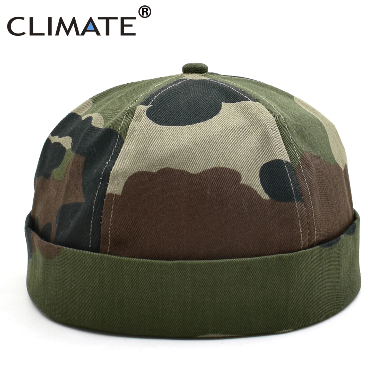 CLIMATE Hip Hop Camouflage Bucket Cap Waiter\'s Cap Chinese Landlord Bucket Cap Hats Street Style No Peak Folding Elder Cap Hats