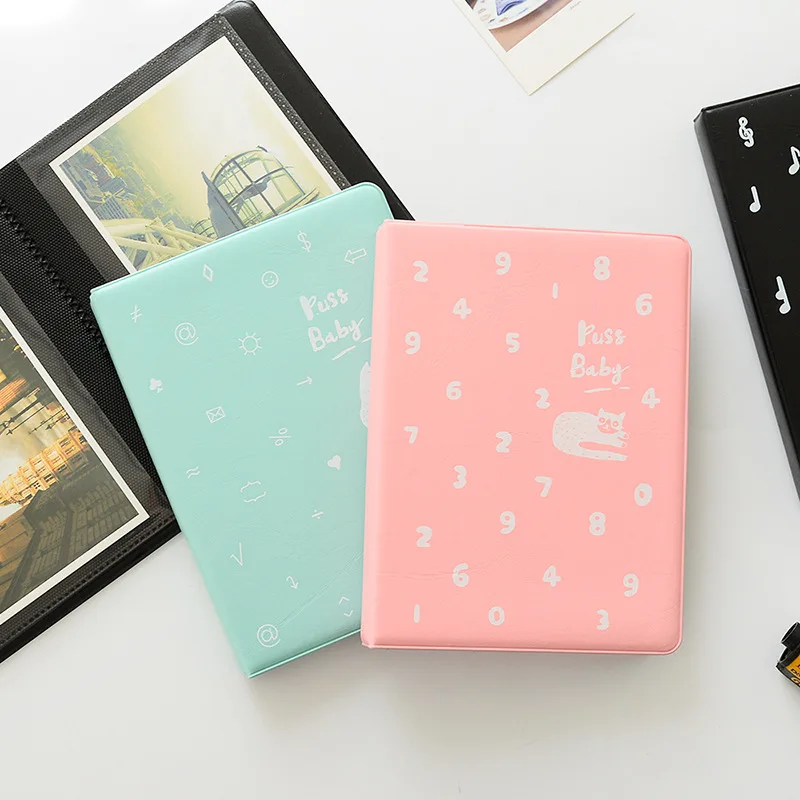 72 Pockets Cute Cat Photo Album Holder Candy Color Album for 3x4 Inch Mini Instax & Name Card Photo Album