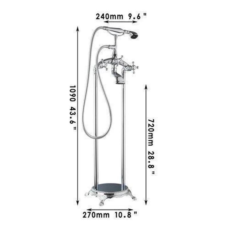 Torayvino Bathtub Chrome Floor Mounted Shower Set Bathroom Torneira Double Handles Vessel Vanity Basin Sink Faucet Mixer Tap