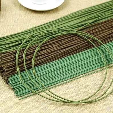 10pcs/lot artificial flower stem paper with iron wire 2mm *40cm/2mm *60cm Length green color