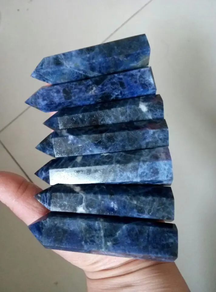 7pcs NATURAL SODALITE BLUE QUARTZ CRYSTAL POINT HEALING 323.6G