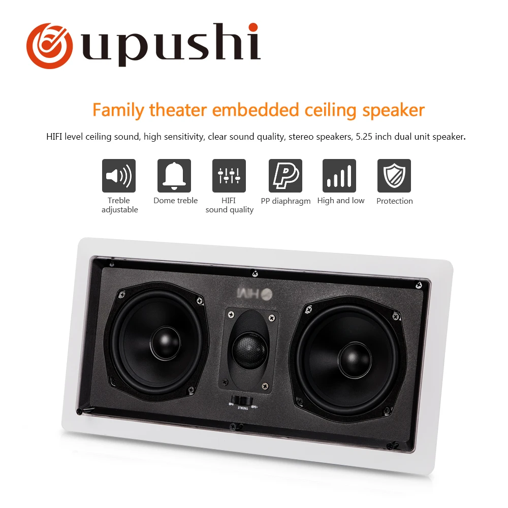 Oupushi ceiling speaker best stereo audio music player home surround sound system 2-way with wireless amplifier