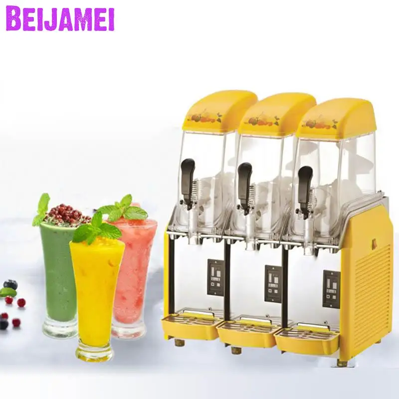 

Beijamei cold juice drinks machine 3 cylinder snow mud machines commercial snow melting sand ice maker