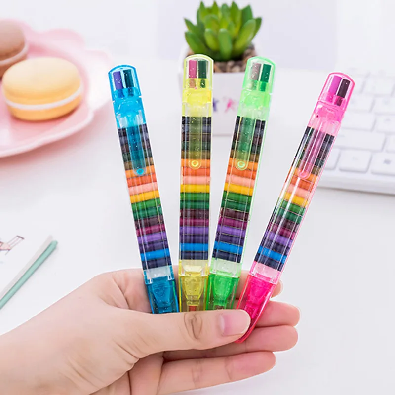 Crianças Multicolor Nontoxic Lavável Segurança Crayon Pen, Crianças Desenho, Brinquedo de impressão, 20 cores, 2pcs