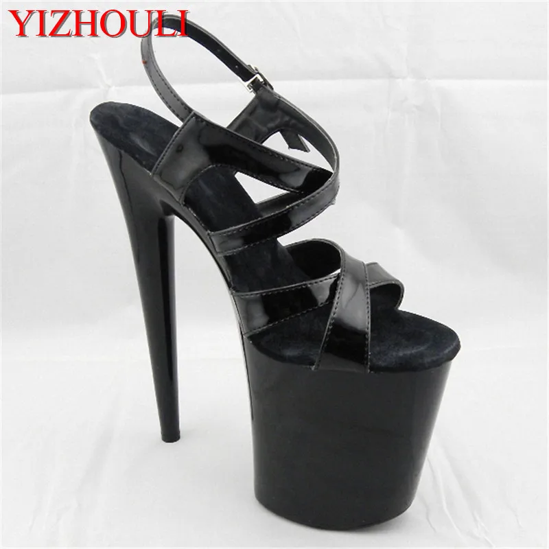 Classics black Sexy open toe sandals super-elevation 20 high-heeled sandals stripe high heels lady's 8 inch sexy gladiator shoes