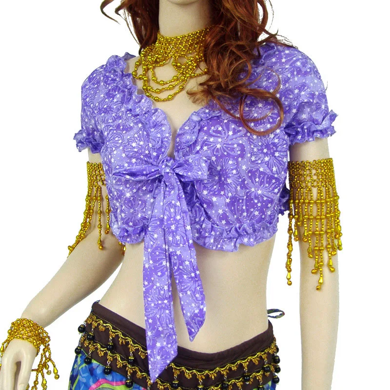 Belly Danceแขนสั้นผ้าฝ้ายสายคล้องแขนสั้นสำหรับสุภาพสตรีBelly Dance Stageเสื้อผ้า12สีเซ็กซี่เสื้อ