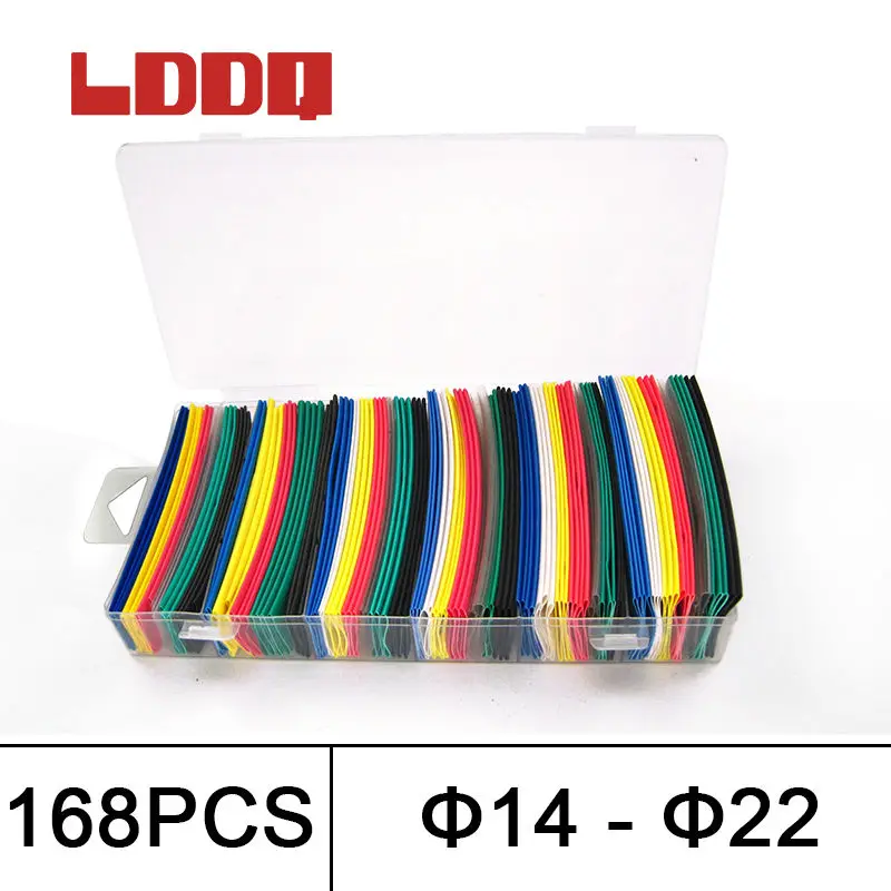 

LDDQ 168pcs Heat Shrink Tube Cable Sleeve Heat Shrinkable Cable Wire Wrap Heat Shrink 14mm 15mm 16mm 18mm 20mm 22mm Wrap Cable