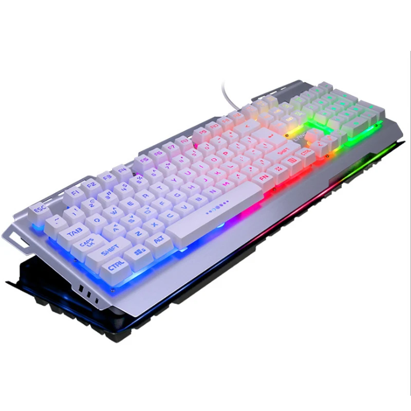 Multiple Color Rainbow LED Backlit Large Size USB Wired Mechanical Feeling Multimedia Gaming Keyboard For  computer laptop