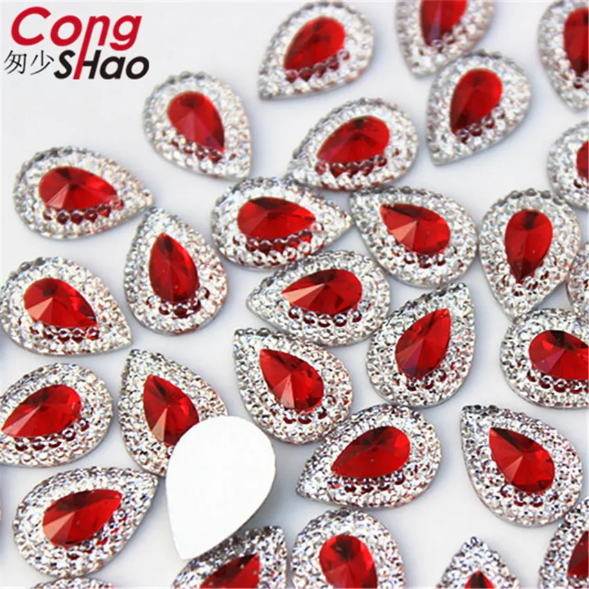 Cong Shao 50 pz 10*14mm colorato goccia Flatback pietre e cristalli resina strass trim costume pulsante decorazione fai da te ZZ284