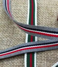 New 10mm 20mm 2 meter Length grey red grosgrain Ribbon Printed stripe Ribbons  DIY Handmade Clothing Bags accessories material