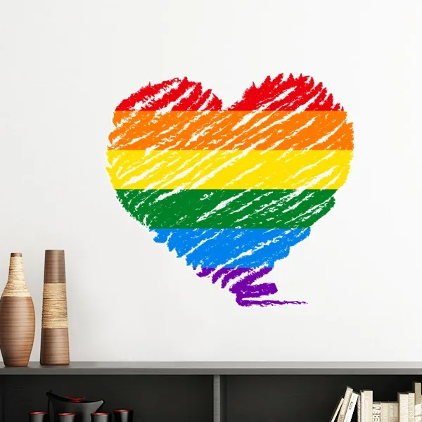 

LGBT Stippling Rainbow Gay Lesbian Transgender Bisexuals Support Heart Removable Wall Sticker Art Wallpaper for Room Decal