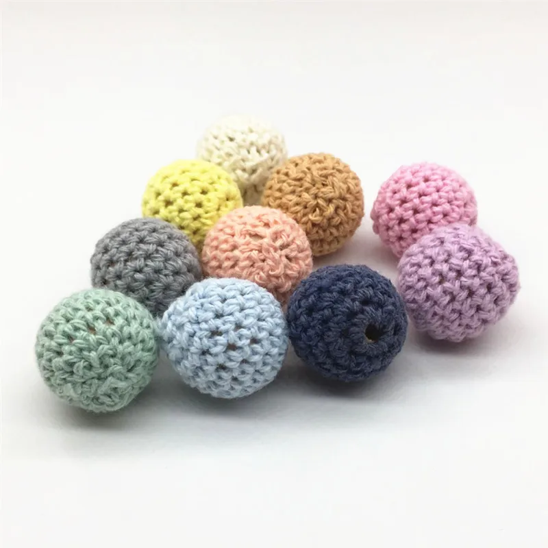 Chengkai 50pcs 16mm 20mm Round Knitting Cotton Crochet Wooden Beads Balls for DIY decoration baby teether jewelry necklace Toy