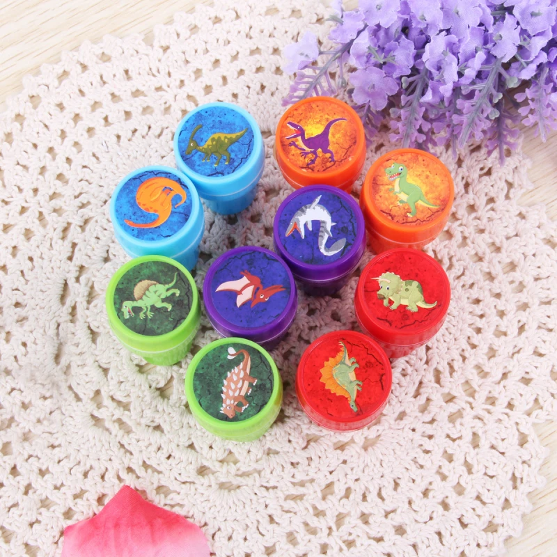 10pcs/Set Children Toy Stamps Cartoon Animals Fruits Kids Seal For Scrapbooking Stamper DIY Cartoon Stamper Toys