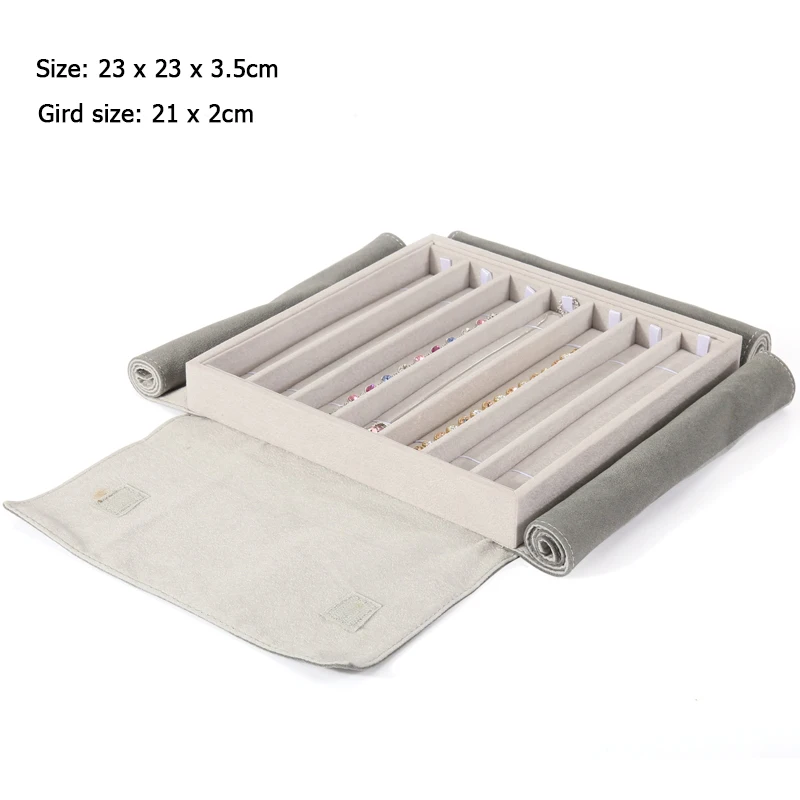 Portable Ring Jewelry Display Tray Box with Cover Earring Stud Pendnat Necklace Bangle Stand Holder Travel Storage Carrying Case