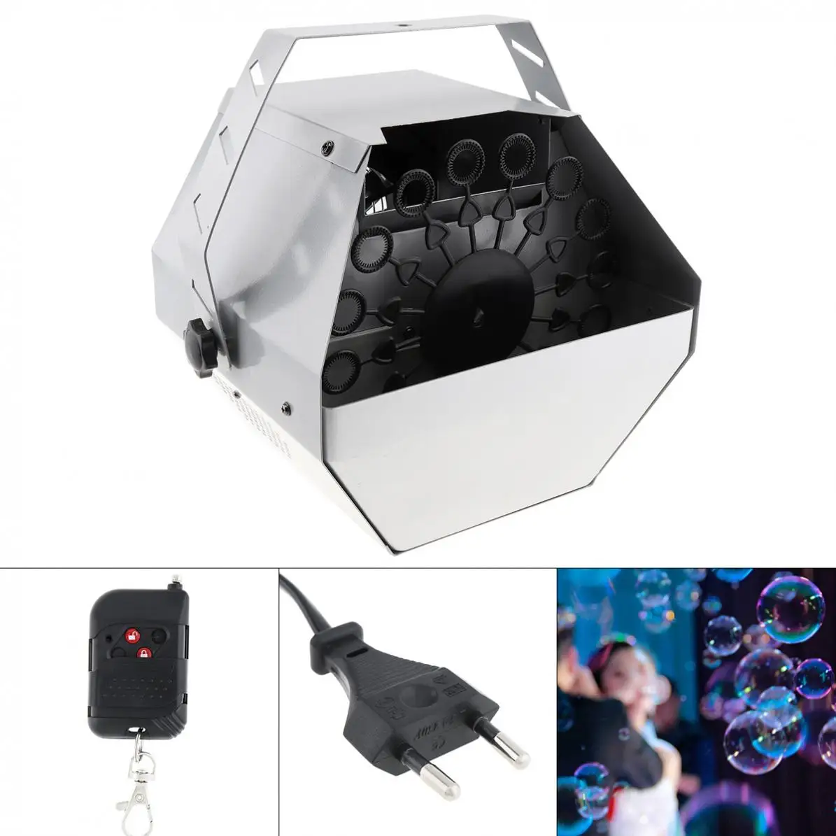 

110-240V 60W 0.75L Small Auto Bubble Machine Auto High Output Effect Bubble Machine Maker Blower for DJ Bar/Stage/Party/Wedding