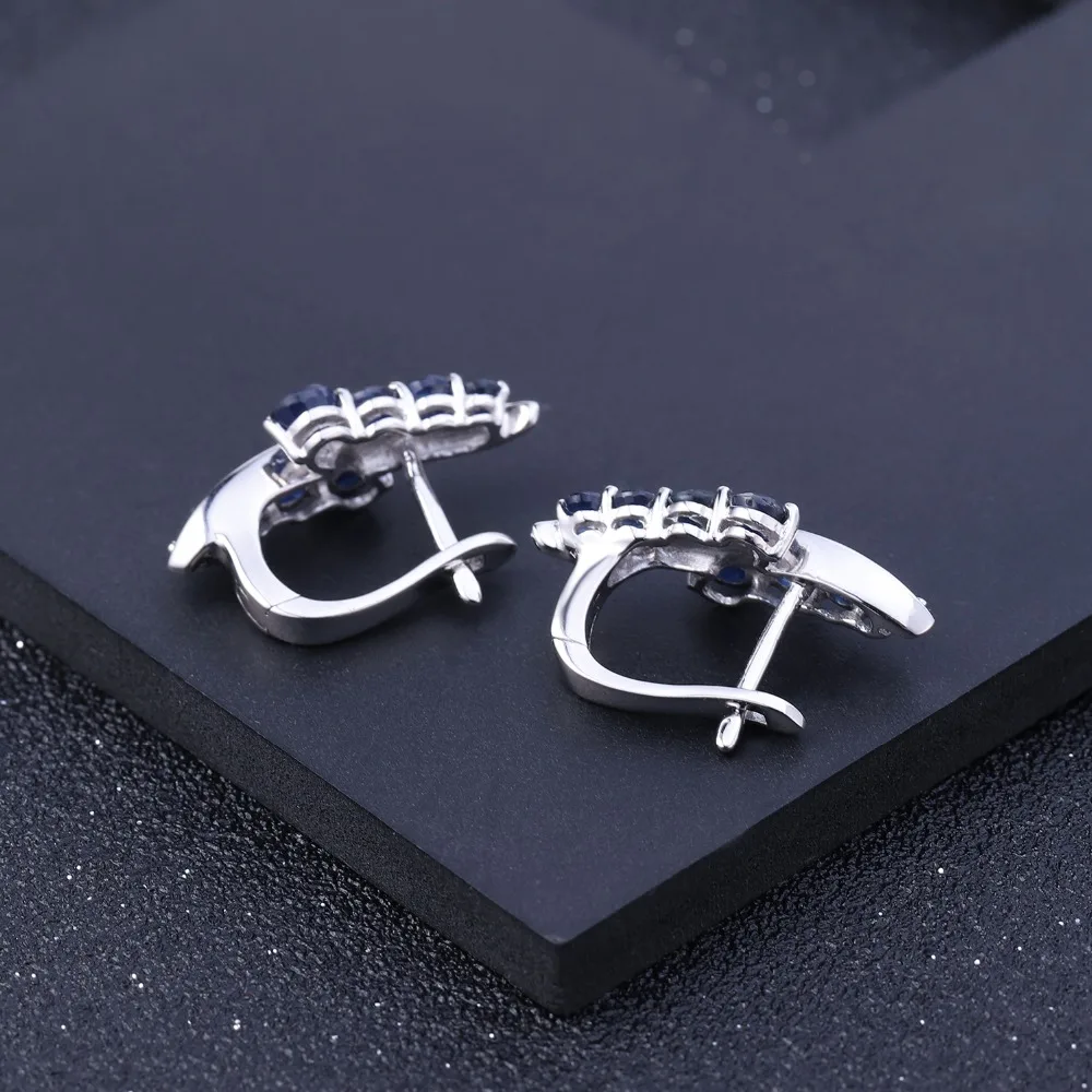 GEM\'S BALLET 925 Sterling Silver Studs Earrings 3.0Ct Natural Blue Sapphire Gemstone Engagement Earrings for Women Fine Jewelry