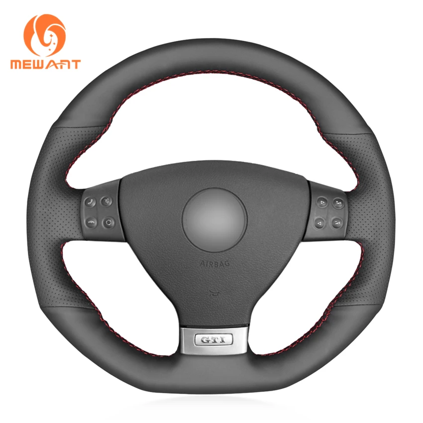 

MEWANT Black Artificial Leather Car Steering Wheel Cover for Volkswagen VW Golf GTI 5 (V) Golf R32 Scirocco Passat Variant