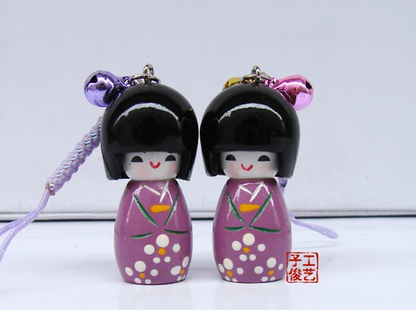1pc Japanese puppet pendant phone pendant rope small gifts 4cm kimono doll Pendant keychain