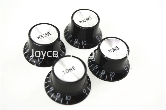 1 Set of 4pcs Niko Black Silver Reflector Volume Tone Electric Guitar Knobs For LP SG Style Electric Guitar Free Shipping