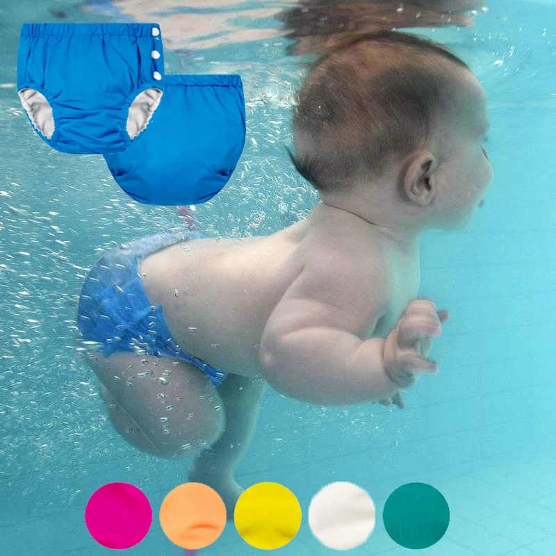 Baby Diapers Washable Reusable Children Swim Nappies Grid/ Cotton Cloth Diaper Elastic Baby Cloth Nappy Swimming Pool Pants