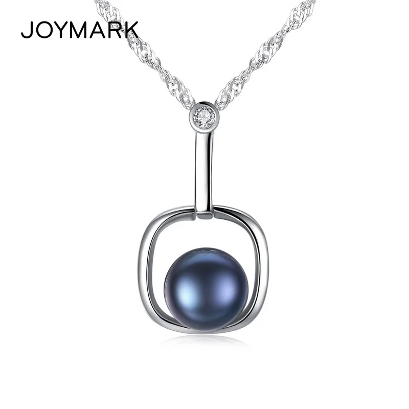 

Simple White Black Color Natural Pearl Pendant 925 Sterling Silver Wave Chain Necklaces Women Fashion Jewelry For Party JPN304