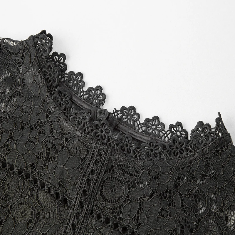 TAOYIZHUAI Summer New Arrival  Black color Big Size Casual Style  A-Line  O-Neck Knee Length   Elegant Women Lace Dress 11698