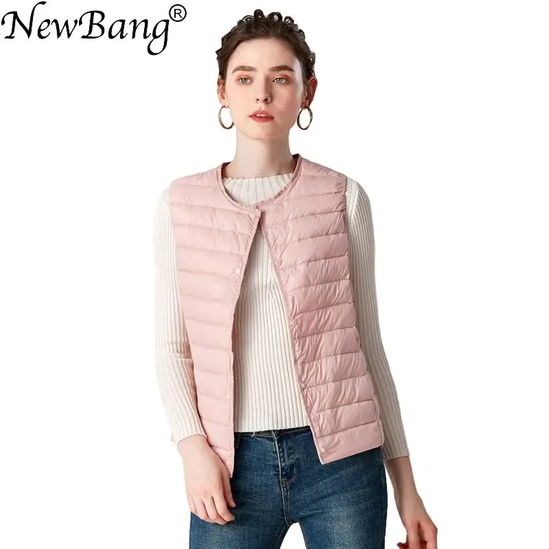 NewBang Matt Fabric Waistcoat Women's Warm Vests Ultra Light Down Vest Women Portable Sleeveless Winter Warm Liner