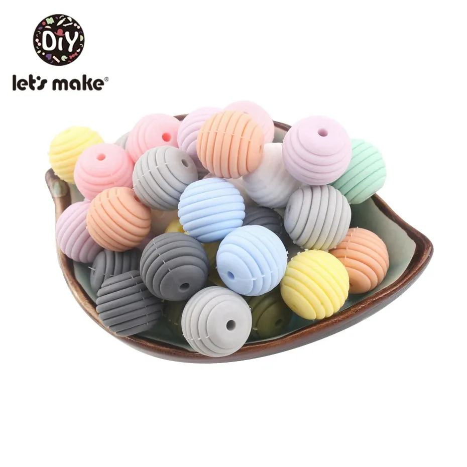 50Pc 나사 실리콘 구슬을 만들어 보자 아기 젖니없는 젖꼭지 체인 구슬 식품 학년 비즈 15Mm Diy 스레드 Bpa 무료 아기 Teether