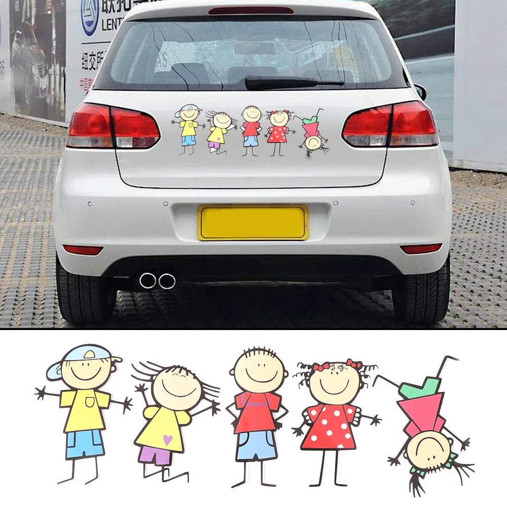 Pegatina de coche de dibujos animados para niño y niña, calcomanía para ventana y cuerpo, calcomanía divertida y bonita para Familia, estilo de