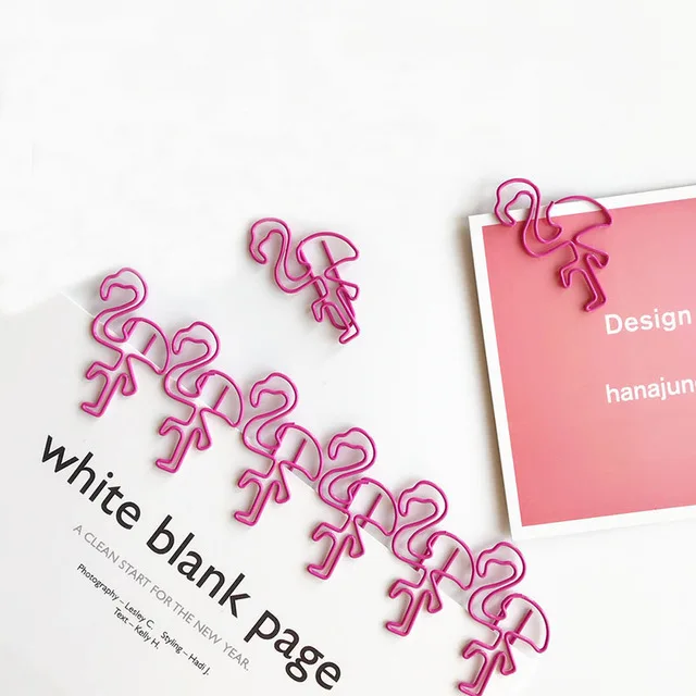 10 Pcs/lot Pink Flamingo Bookmark Planner Paper Clip Material escolar Memo Clip for book Stationery School Supplies