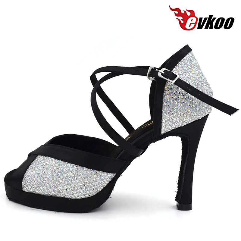 Customsize Platform 10cm Heel Latin Dance Shoes Girls leather sole US4-12 white black Tan color Latin Dance shoes women Evkoo420