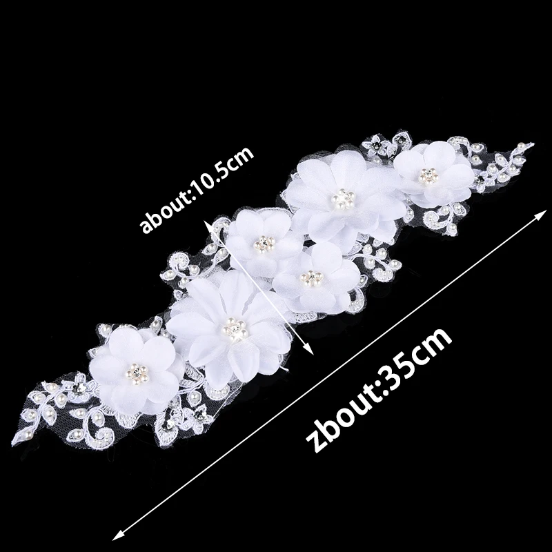 Charm Bridal Tiaras Headband Wedding Hair Accessories Handmade Imitation Pearl Lace White Flower Hair Jewelry