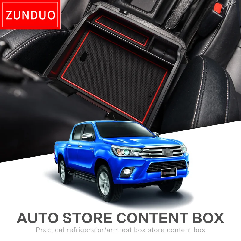 for Toyota Hilux REVO SR5 Fortuner 2015 - 2022 Armrest Box Center Console Secondary Storage Box Container Organizers Car Tidying