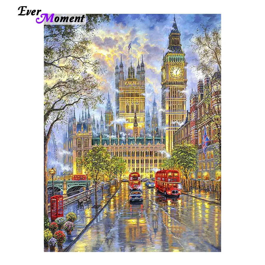 DIY 5D Diamond Square Round Stones Ever Moment Mosaic Picture Landscape London Painting Cross Stitch Kits ASF321