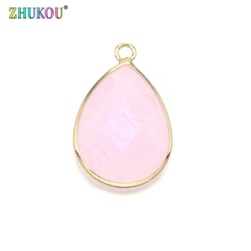 2Pcs/lot 16*24mm Brass Cubic Zirconia Rose red color Charms Pendants Diy Jewelry Findings, Mixed Color, Hole: 2mm, Model: VD369