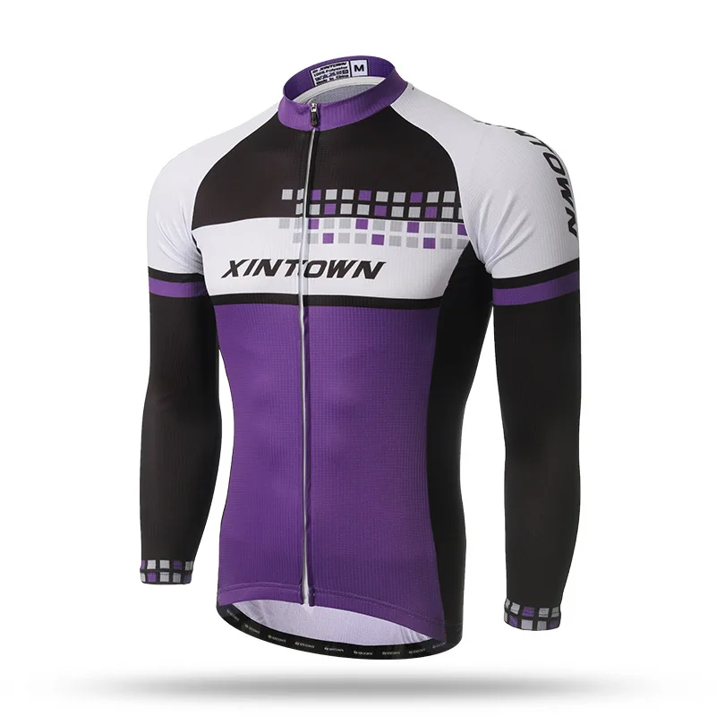 XINTOWN Purple Cycling Long Jerseys Men Cycling clothing bicycle jersey Bike  Long sleeve bike wear MTB riding Shirts Blouse