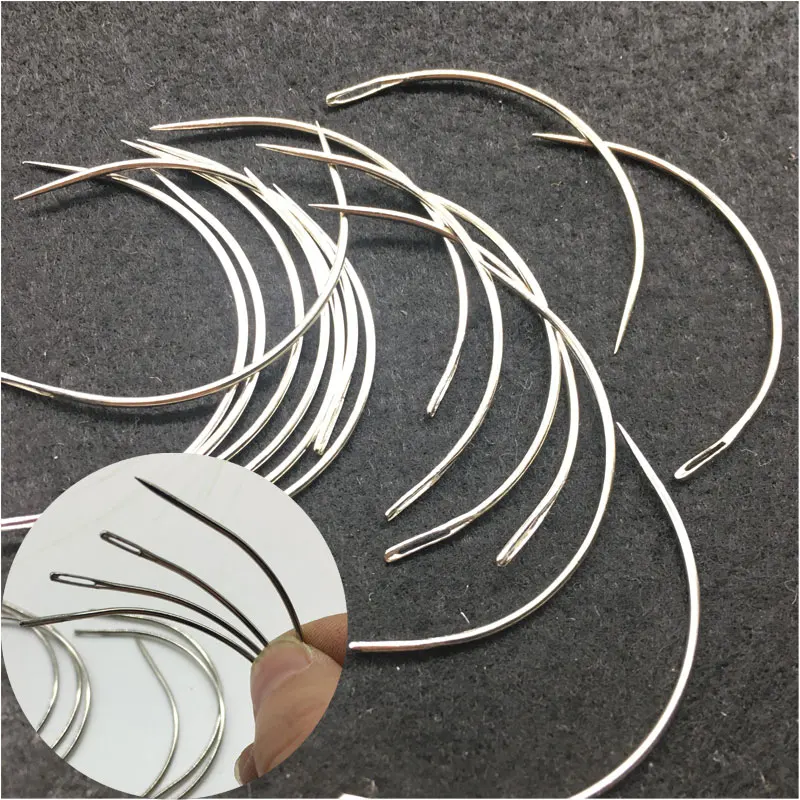 

100pcs Curved Weaving Needle For Sewing Hair Weft 90mm Big C Type For Hair Track Weft Weave Sewing