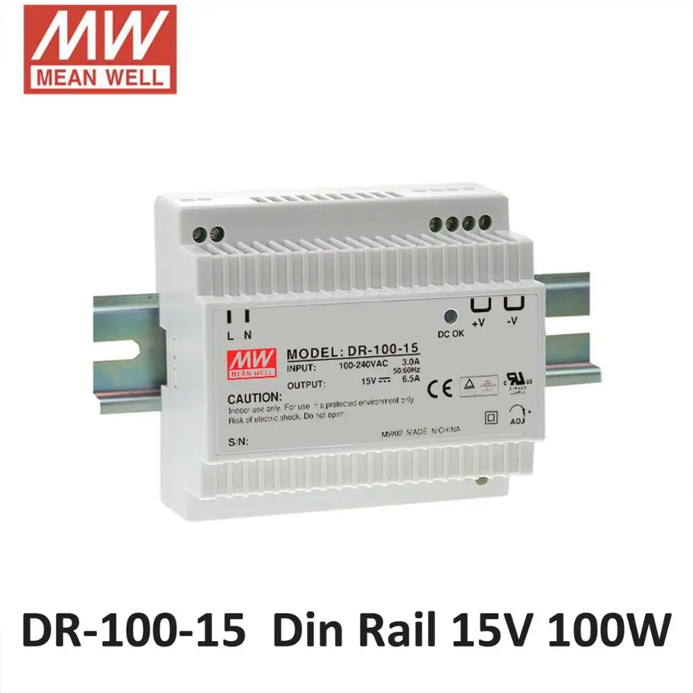 Imagem -02 - Genuine Meanwell Dr100-12 24 ac dc 100 w 24 v 12 v Industrial Din Rail Fonte de Alimentação 24 v 12 v 15 v 100 w Comutação Motorista Fonte de Alimentação